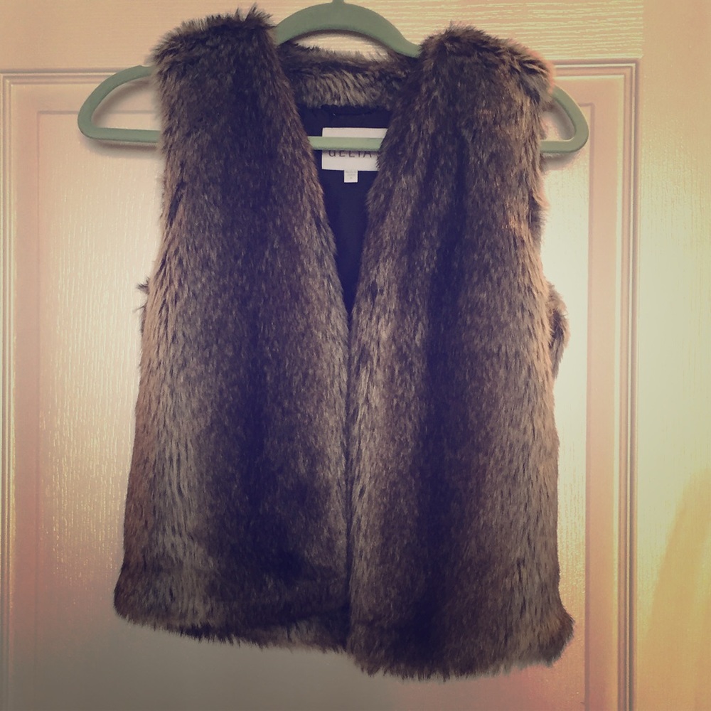 Gray faux fur vest
